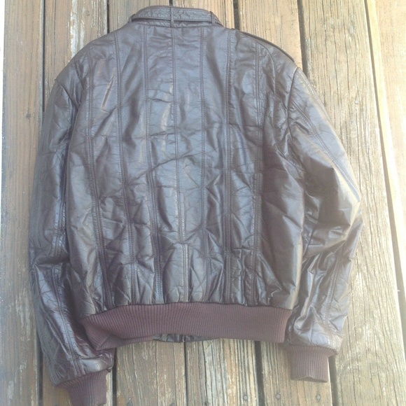 Members Only Brown Leather Bomber Jacket Sz 44 L Coat Zip Front Vintage 80s 90s - Picture 3 of 4